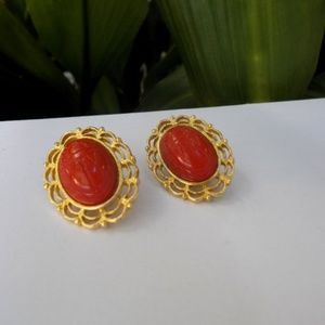 Carnelian And Gold Carnelian Egyptian Earrings